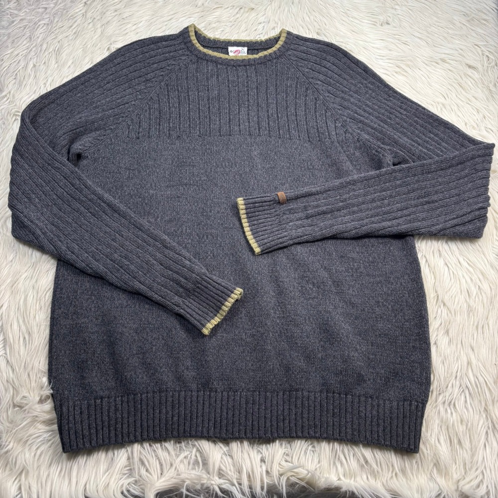 Vintage Y2K Columbia Men's L Gray Cotton Crew Sweater Hiking Camping Gorpcore